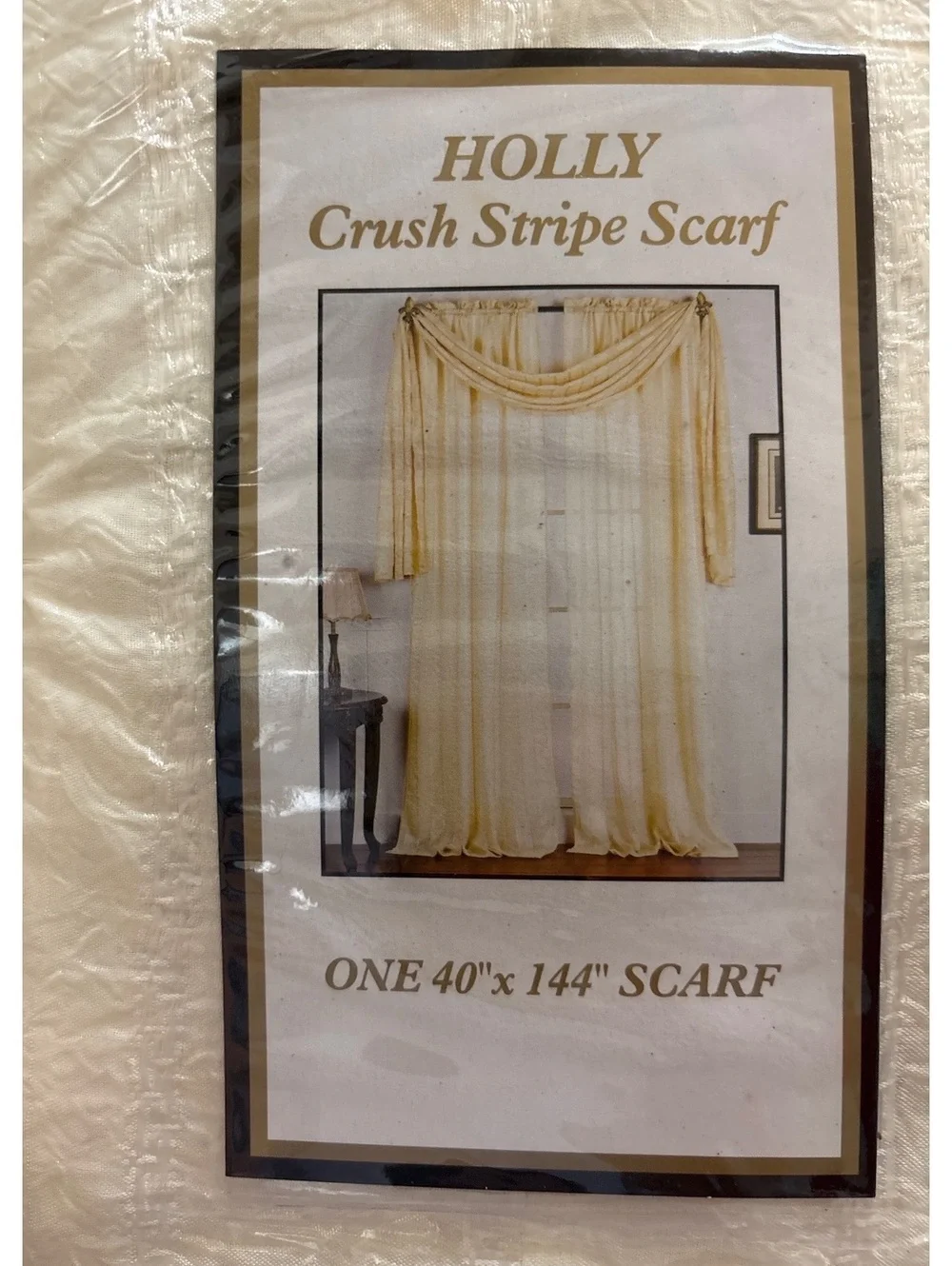 New Set of 2 Ivory Crush Stripe Scarf Window Valance 40x144 Drapes Lot